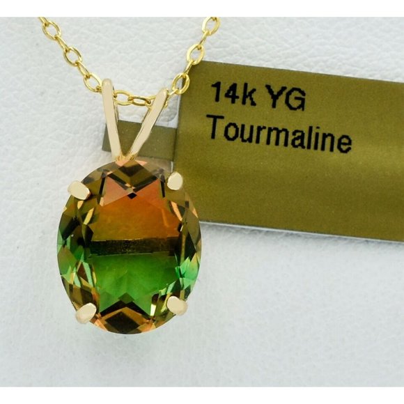 AAA Tourmaline 5.78 Cts Pendant 14k Gold